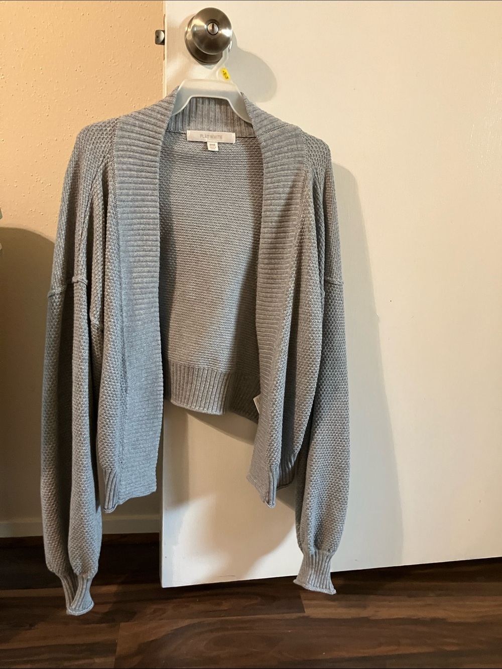 Anthropologie light gray waffle knit cardigan, small